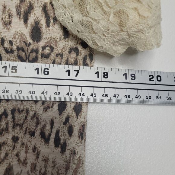 Vintage y2k brown lace sleeve studded mixed  media animal print grunge top med p - Picture 5 of 6